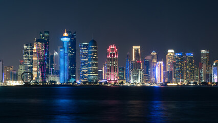 Doha Skyline at night. Qatar. Doha Cityscape