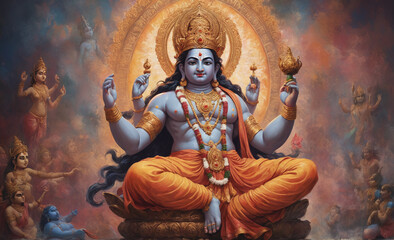 Hindu god modern art paiting , detailed - obrazy, fototapety, plakaty
