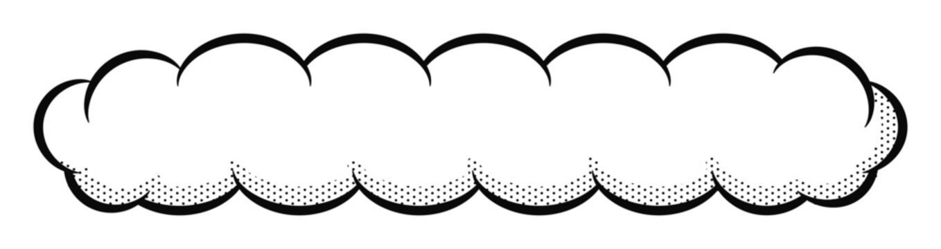 ポップな横長の雲形の吹き出しイラスト