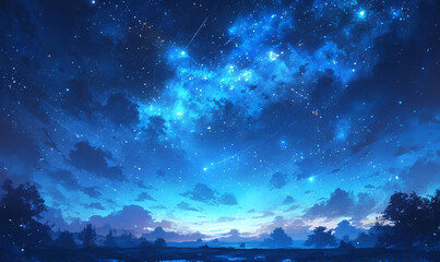 starry night sky-generative aI - obrazy, fototapety, plakaty