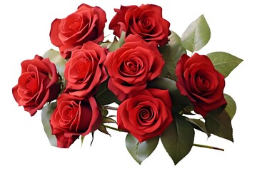 Passionate Whispers Red Roses Bunch on Clean White






