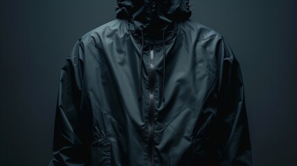Blank mockup of a stylish and practical rain jacket great for showcasing a logo or design on the chest or back.