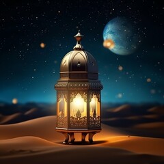 Eid mubarak and ramadan kareem greetings with islamic lantern and mosque. Eid al fitr background