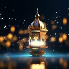 Eid mubarak and ramadan kareem greetings with islamic lantern and mosque. Eid al fitr background
