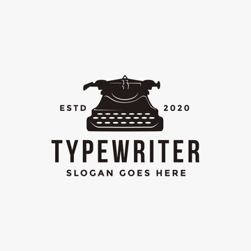 Vintage Old typewriter logo icon vector template on white background