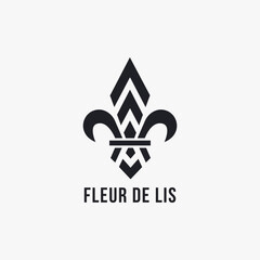 minimalist fleur de lis logo vector template on white background © DOMHOUZE