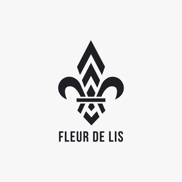 minimalist fleur de lis logo vector template on white background