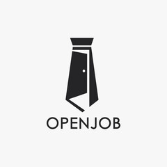 Open door tie logo, Open job logo icon vector template on white background