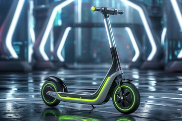Electric Scooters  Batterypowered scooters for ecofriendly urban commuting, futuristic background