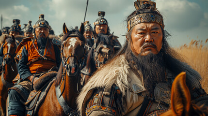 16:9 photo of Kublai Khan was the founder and first emperor of the Mongol-led Yuan dynasty of China, and he was good friends with Marco Polo. - obrazy, fototapety, plakaty