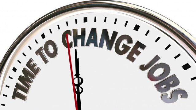 Time to Change Jobs Clock New Career Direction Find Different Word 3d Animation