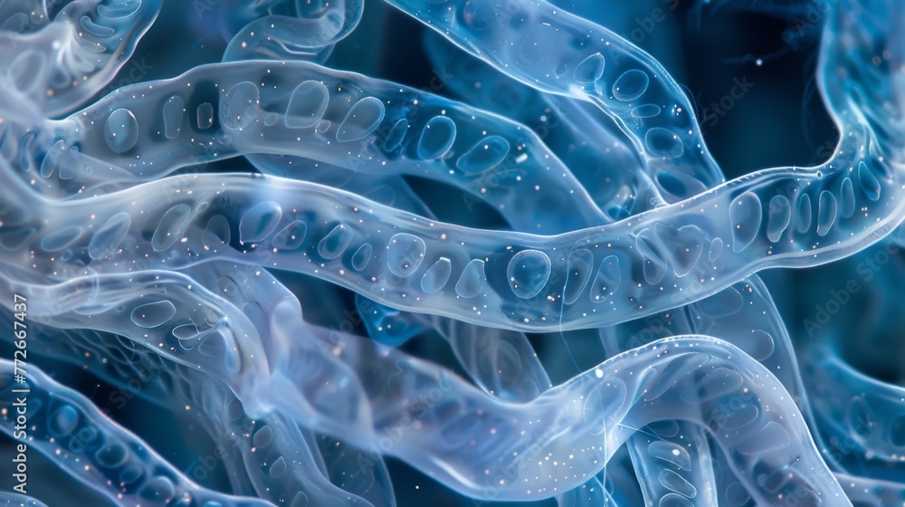 Aufkleber a microscopic image of a of tiny nematode worms their translucent bodies twisting and wriggling in a