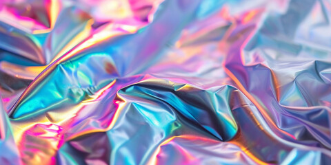 Fototapeta premium Holographic gradient neon texture. Trendy texture with polarization effect, colorful neon holographic stains. Abstract background in psychedelic Vaporwave style like in old retro tie-dye design of 70s