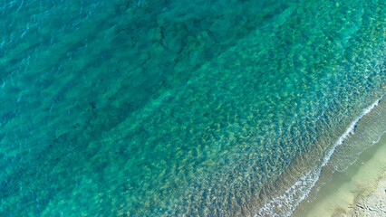 Fototapeta na wymiar Sea aerial view. Turquoise sea aerial view copy space for text. Travel concept.