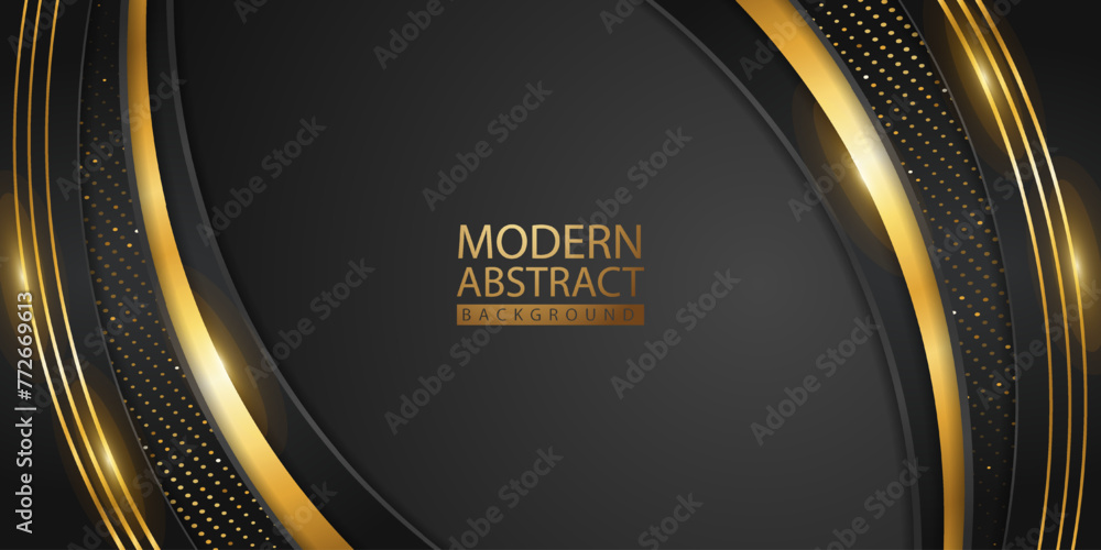 Poster abstract background with glitter and golden lines glowing dots golden combinations.