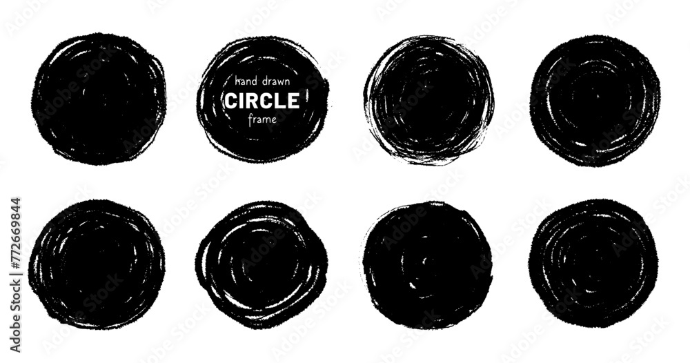 Aufkleber round circular logo hand drawn brush stroke icon frame element. round logo frame hand drawn texture 