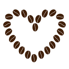 Abstract heart shaped frame border of coffee beans in trendy dark brown Copyspace Coffee Day concept
