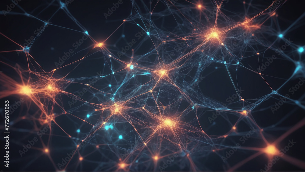 Wall mural vibrant abstract network of lights offering a futuristic feel. abstract neural network concept with 