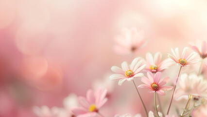 Cosmos flowers in soft color and blur style with bokeh background