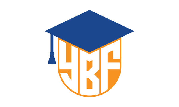 YBF initial letter academic logo design vector template. school college logo, university logo, graduation cap logo, institute logo, educational logo, library logo, teaching logo, book shop, varsity