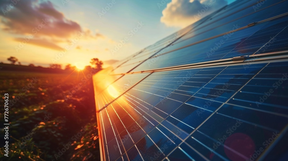Poster a closeup of a stateoftheart solar panel with innovative features exemplifying the constant advancem