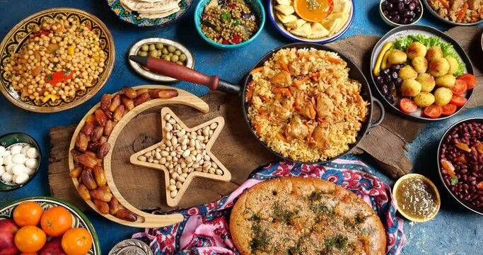 Traditional Muslim holiday cuisine. Ramadan food on the table