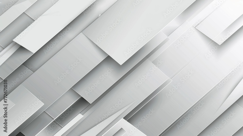 Poster geometric abstract of overlapping grey panels - a sleek grey-toned image showcasing overlapping geom