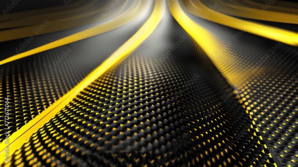 Poster golden lines on a black textured surface - a mesmeric view of golden lines winding over a textured b