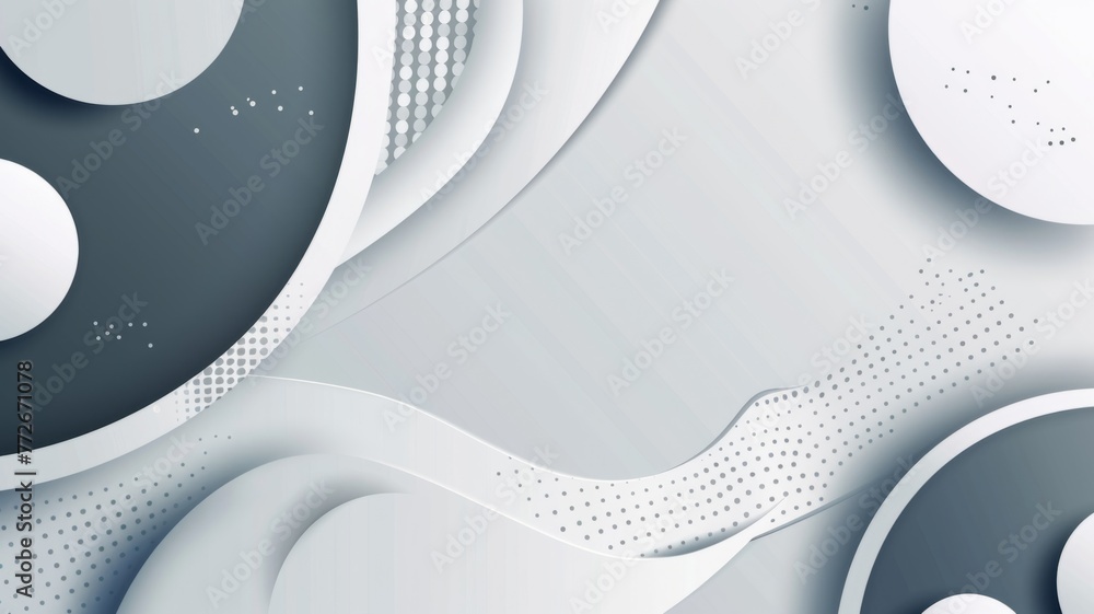 Poster grey and white abstract design with circles - this composition combines grey and white abstract elem