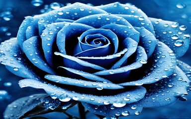 blue rose with drops