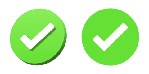 Deurstickers 3d check mark icon . check box icon with correct, accept checkmark icons green tick box, check list circle frame - 3d checkbox symbol sign. © icons gate
