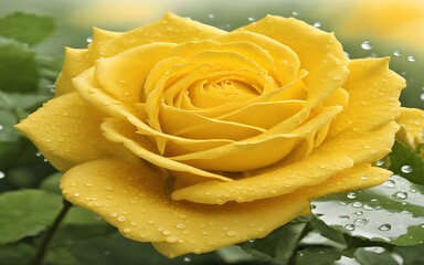 yellow rose with water drops