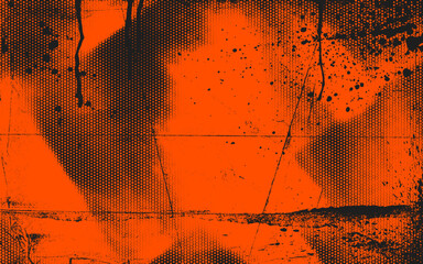 Urban street art graffiti banner with grunge distressed texture, ink splashes and paint drips. Orange and black hand drawn spray texture. © Anastasiia Hevko