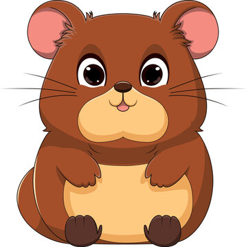 Cute common gundi cartoon on white background