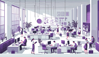 Image concept of an innovative workspace for creative professionals. Vector illustration.