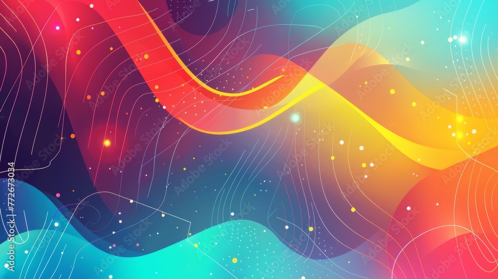 Poster smooth colorful abstract wave pattern - the image showcases a smooth blend of colorful waves with do
