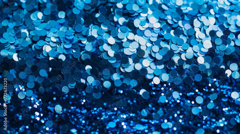 Poster sparkling blue sequins texture background - close-up of shimmering blue sequins creating a vibrant, 