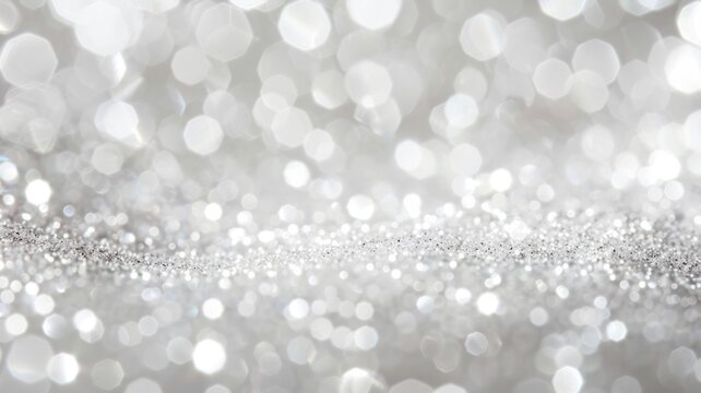 Sparkling white bokeh light effect background - A glittering image that captures the essence of celebration, featuring a bokeh light effect on a white background, radiating festivity and sparkle
