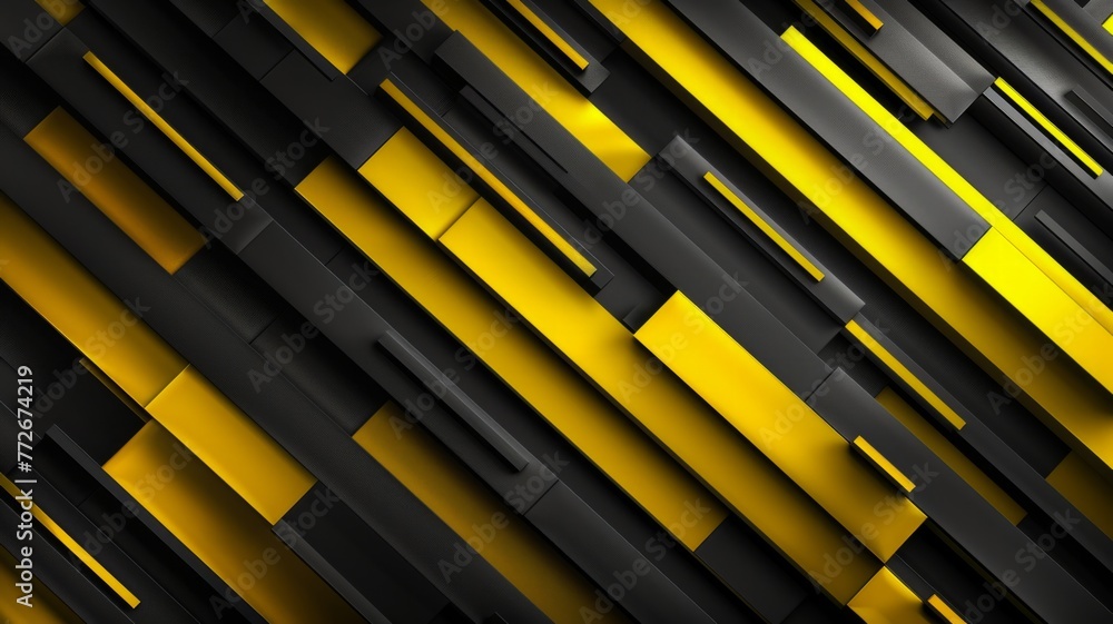 Poster abstract black and yellow 3d pattern - a high-resolution image showcasing a dynamic contrast of blac