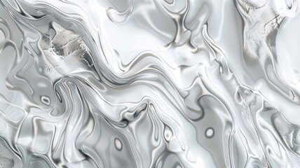 Abstract swirling silver liquid texture - This graphic image captures a metallic liquid-like texture with swirls and ripples, suggesting fluidity, reflection, and elegance in a monochromatic scheme - obrazy, fototapety, plakaty