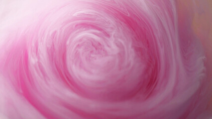 Smoke swirl. Paint water mix. Pink magenta pastel color silk spiral air haze flowing ink acrylic liquid abstract art background.
