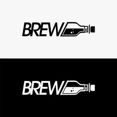 Wordmark bottle of brew logo icon vector template on white background