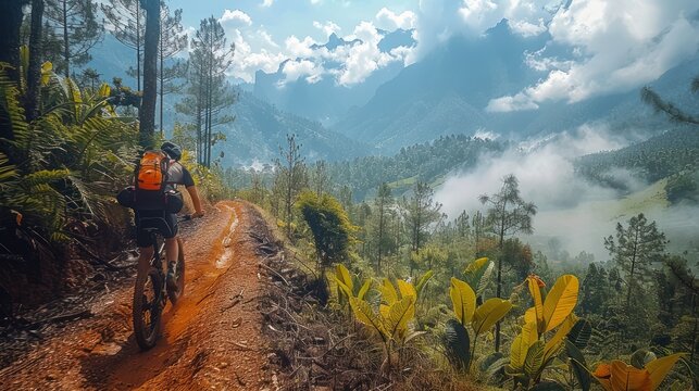 Bikepacking touring bike loaded of bags