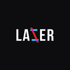 Fototapeta na wymiar Minimalist wordmark Laser logo vector template on black background