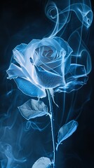 Blue Rose X-Ray Photography Digital Art - Intricate Floral.