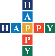 HAPPY colorful word puzzle vector 