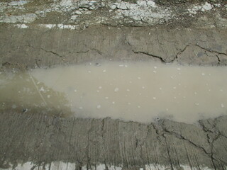 puddles of water on the road after rain