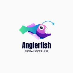 Vector Logo Illustration Angler Fish Gradient Colorful Style