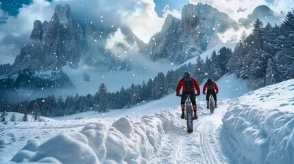 Winter Whispers, Cycling Through Frosty Trails and Snowy Mountain Serenity