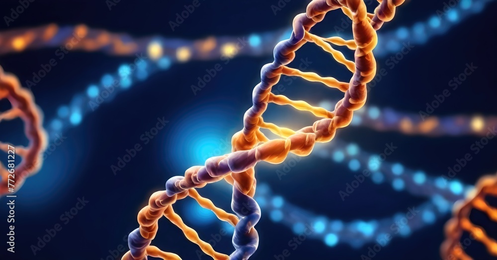 Wall mural colorful dna helix, genes, chromosomes, sequences